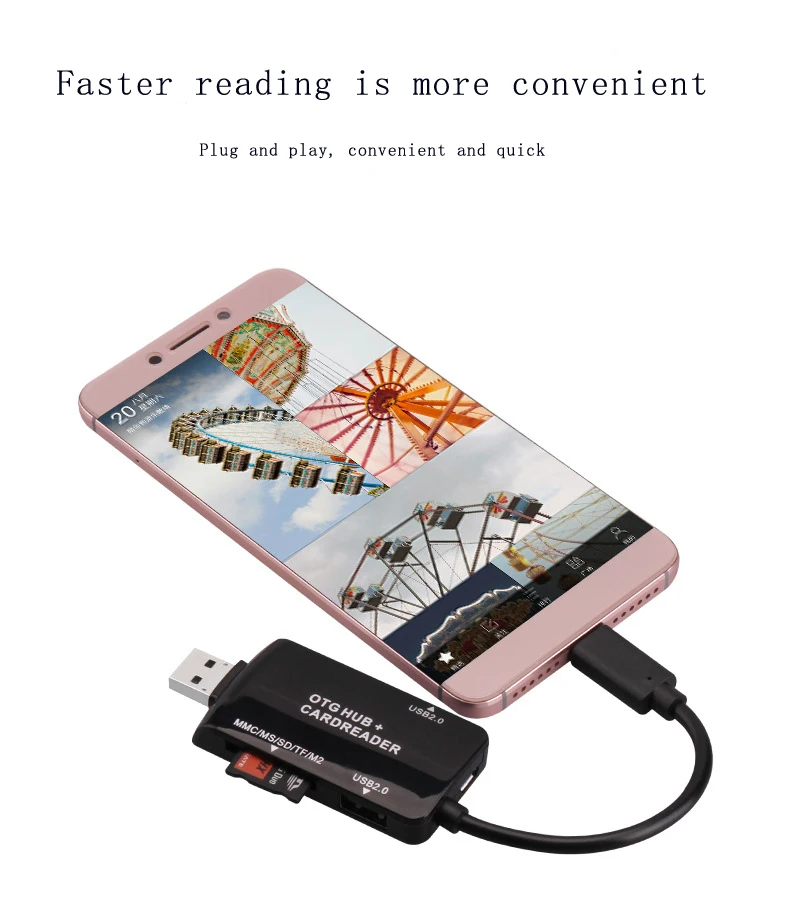 

USB-хаб с 2 портами и кардридером для TF-и SD-карт