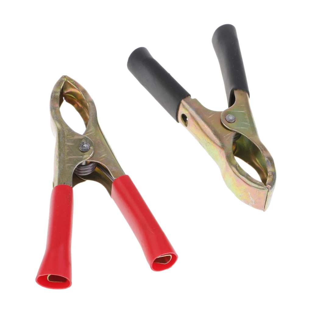 

1 Pair Copper Plated Insulated Car Battery Clips Alligator Clamps 10A Red Black