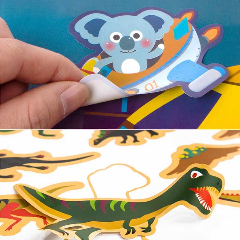 Waterproof Kids Sticker Books Reusable Pad Self Adhesive Flake Transparent PVC Film Cute Stickers for Children Toys | Игрушки и хобби