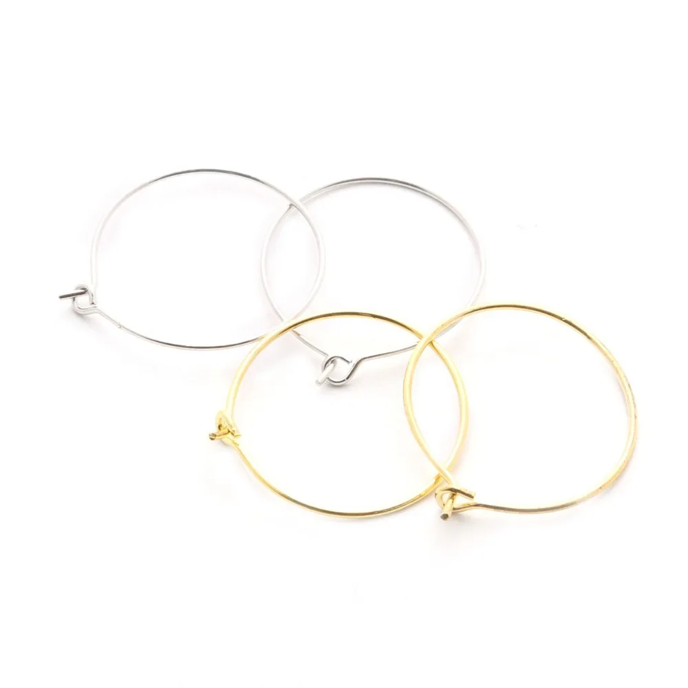 100 Позолоченные/Родиевые Винные бокалы, очаровательные кольца/серьги-обручи 19 мм, Ювелирная фурнитура (FRB004-01)