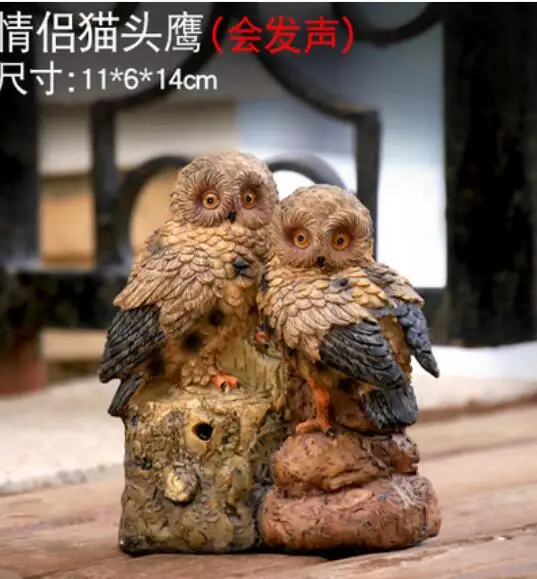 

animal owl hooter shadow control will sound forest guard home outdoor garden courtyard sculpture decoration crafts statue