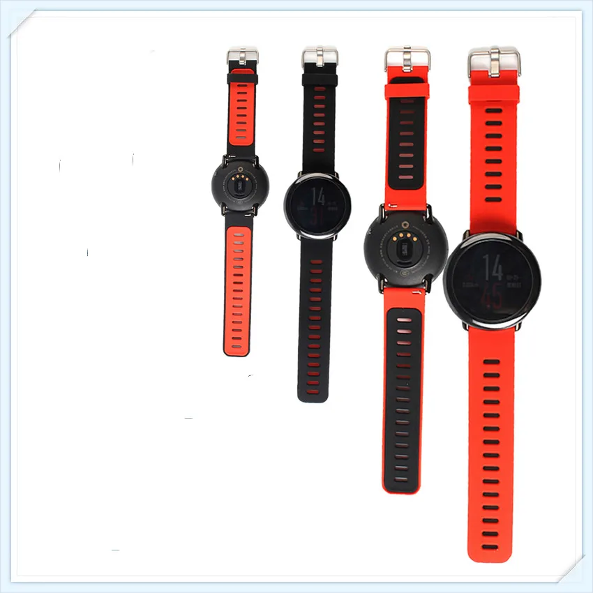 Силиконовый ремешок для Amazfit Stratos 2 22 мм ремешок для Xiaomi Huami Watch 2 умные аксессуары черный красный цвет сменный ремешок
