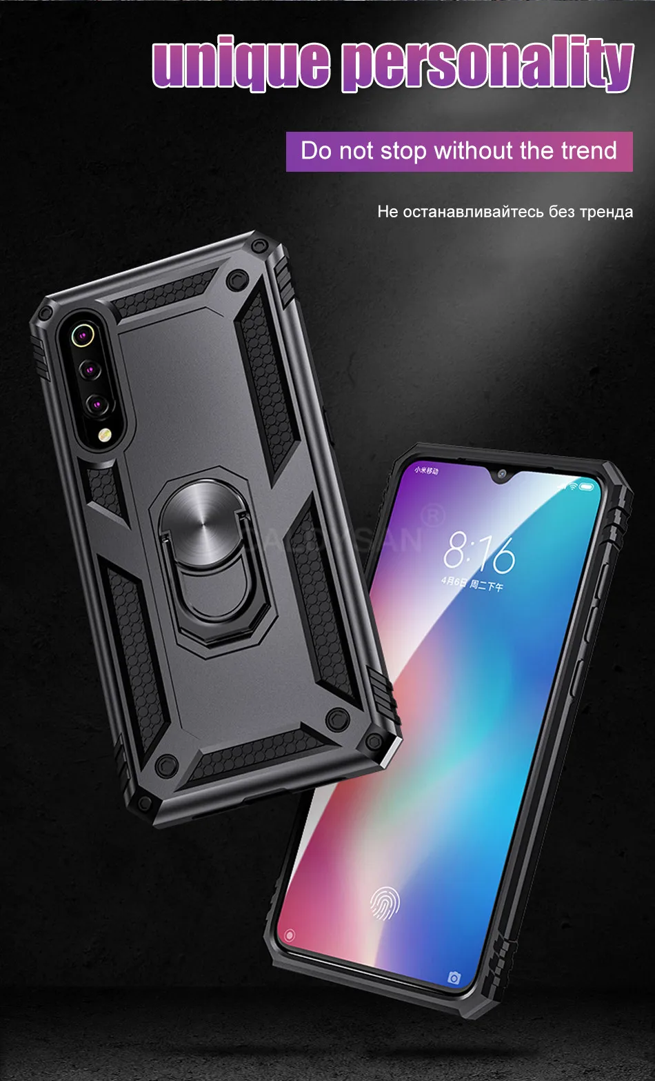 Роскошный металлический чехол для телефона с кольцом для Xiaomi Redmi 7A Note 7 Pro, противоударный чехол для Xiaomi 9 SE 9T A3 CC9e, армированный чехол