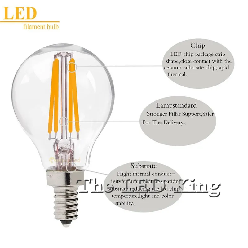 Светодиодная лампочка E27 LED G45 AC 220v 240v E14 винтажная теплая белая 6w 18w лампа Эдисона с