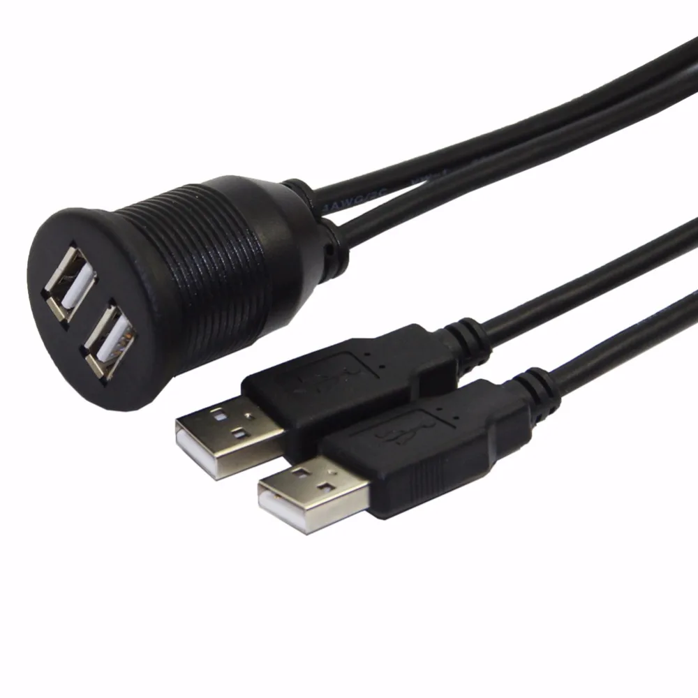 Bochara двойной USB 2,0 Мужской к USB 2,0 Женский удлинитель с панель скрытого монтажа для автомобиля грузовик лодка мотоцикл