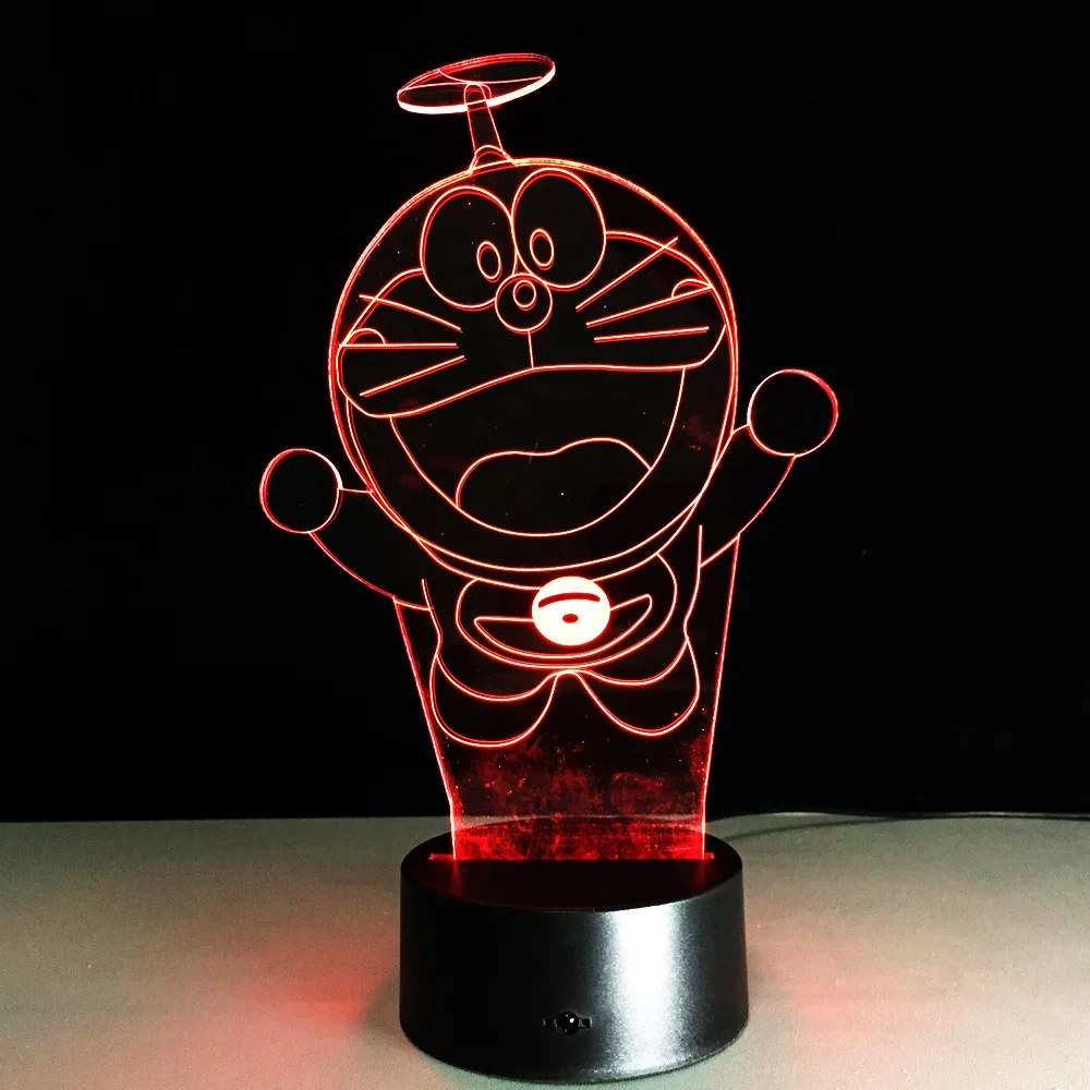 Doraemon акриловый светодиодный 3D ночник с дистанционным управлением маленькая