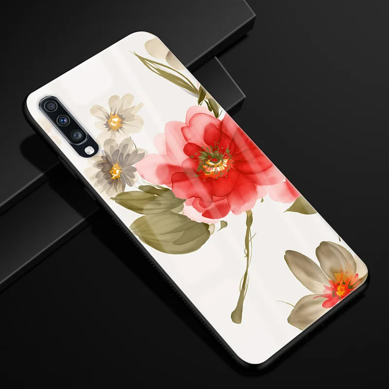 Чехол для samsung A70, жесткая задняя крышка из закаленного стекла с рисунком для samsung Galaxy A70 A50 A80 A40 A30 A10 A 70, мягкий чехол из ТПУ