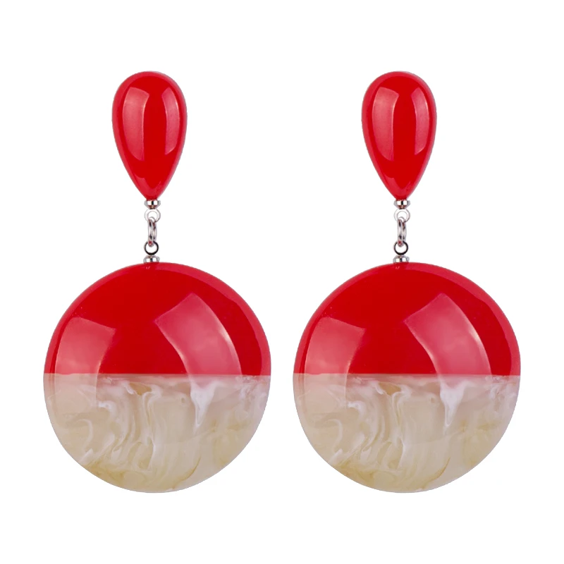 

GuanLong Classic Drop Earrings for Women Statement Resin Round Geometric Earings Fashion Elegant Party Dangling Earring