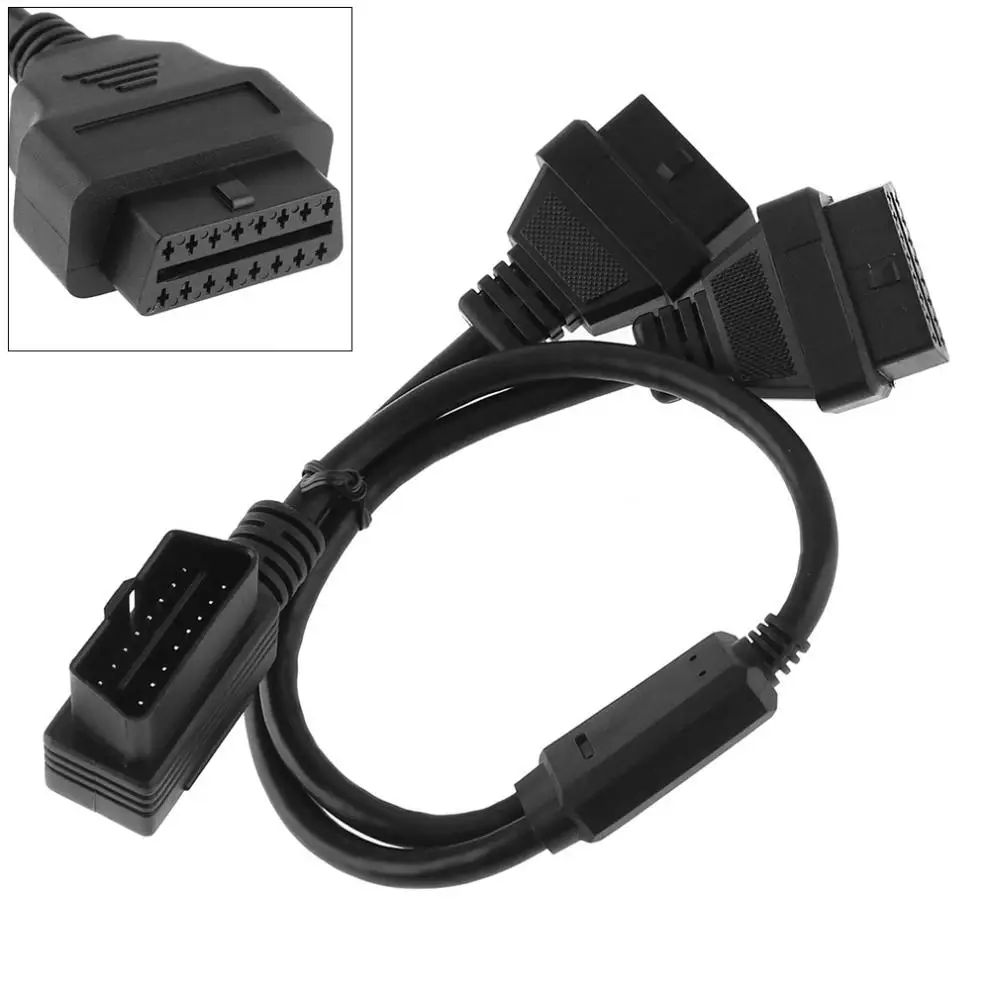 3 в 1 OBD II 90 градусов L Тип 16 Pin папа 2 контактный разъем 37 см автомобильный