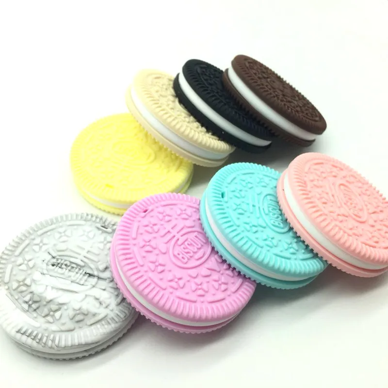 5 шт. Печенье Oreo бусины силиконовые подвески формы печенья Прорезыватель кулоны еда без бисфенола-а класса печенья пончик Битер Игрушки для малышей