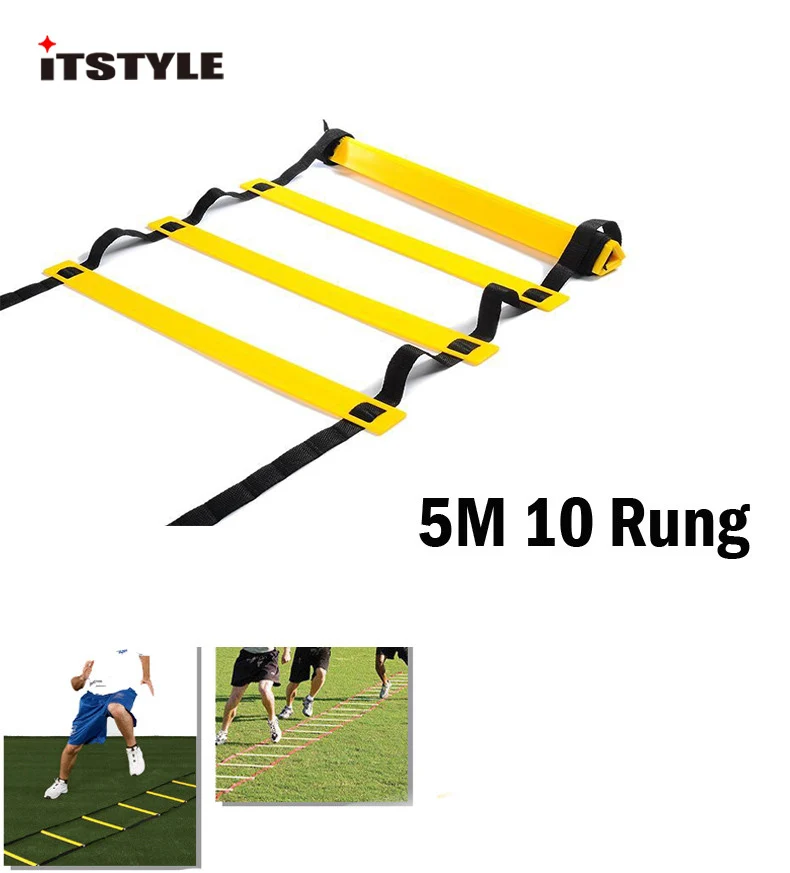ITSTYLE 10 Rung 15 футов 5 м Складная ловкость лестница Футбол и тренировка скорости в