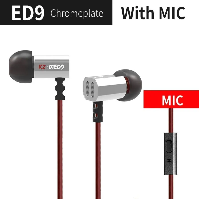 Silver mic KZ ED9 супер чаша настройки сопла наушники в ухо Мониторы HiFi наушники с микрофоном прозрачный звук - Color: Silver mic