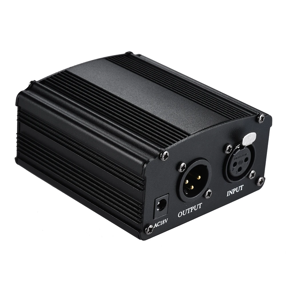 

1-Channel 48V Phantom Power Supply with Adapter & XLR Male to XLR Female Audio Cable for Condenser Microphone Studio