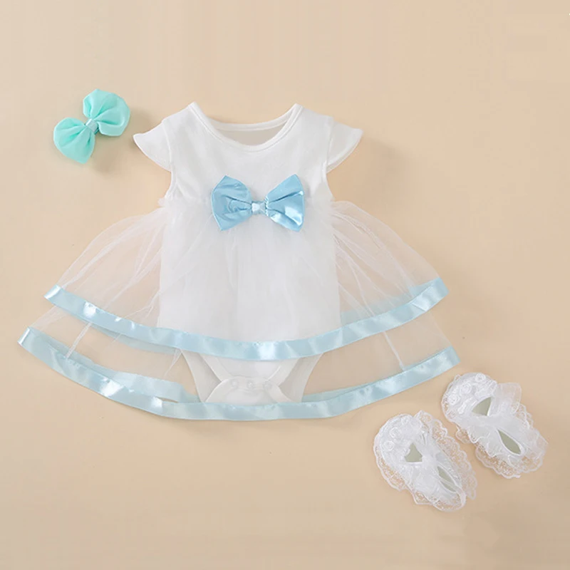 Детский комбинезон для девочек летнее платье принцессы с бантом и оборками
