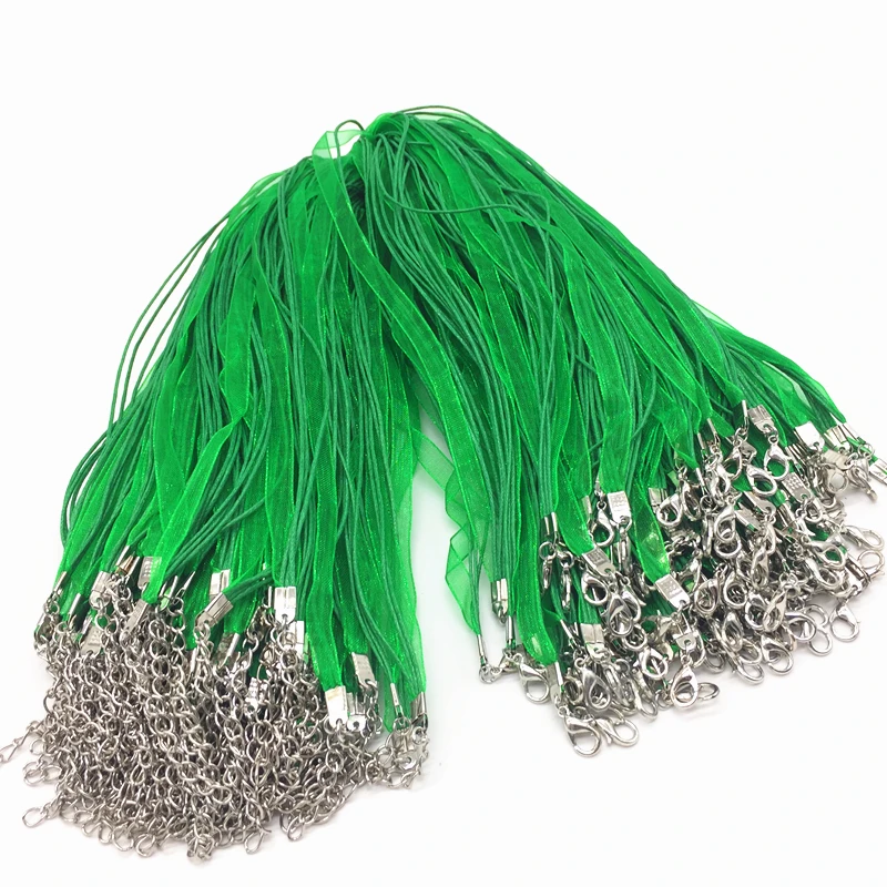 5 шт 1,5 мм кружевные кожаные цепи ожерелье s браслет подвеска Омар застежка DIY шнур ожерелье - Цвет: Green