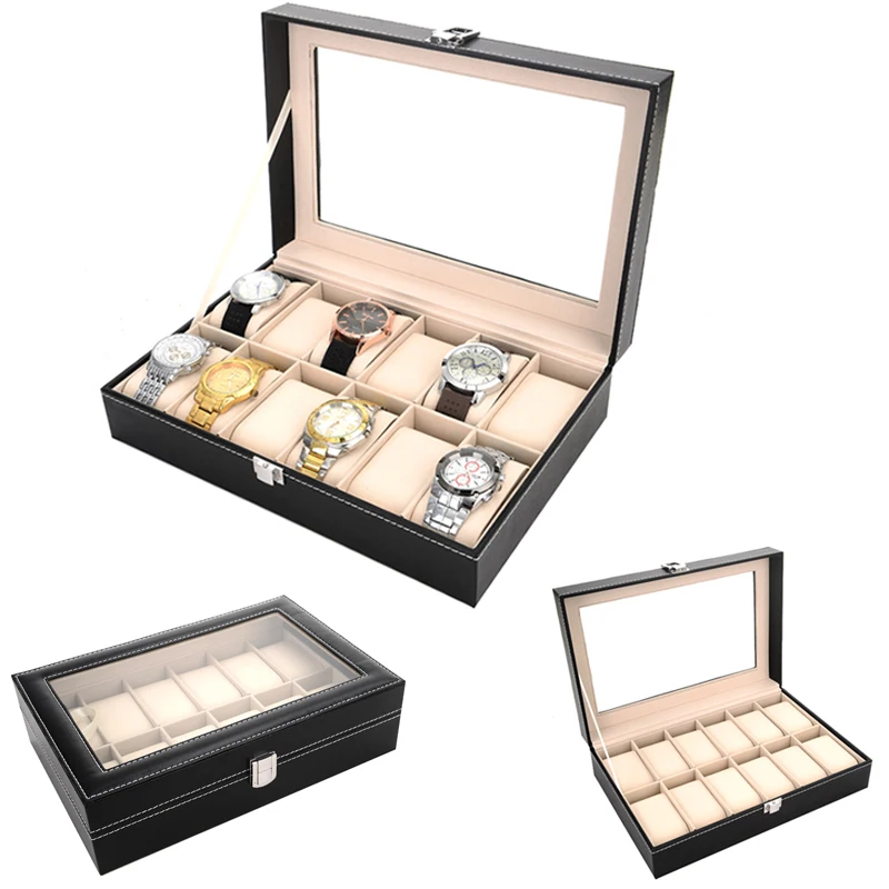 12 Grids Handmade Watch Box Clock Time Case for Holding | Наручные часы