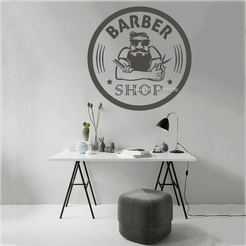 Парикмахерская виниловые наклейки вывеска парикмахера стикер s прическа бритый