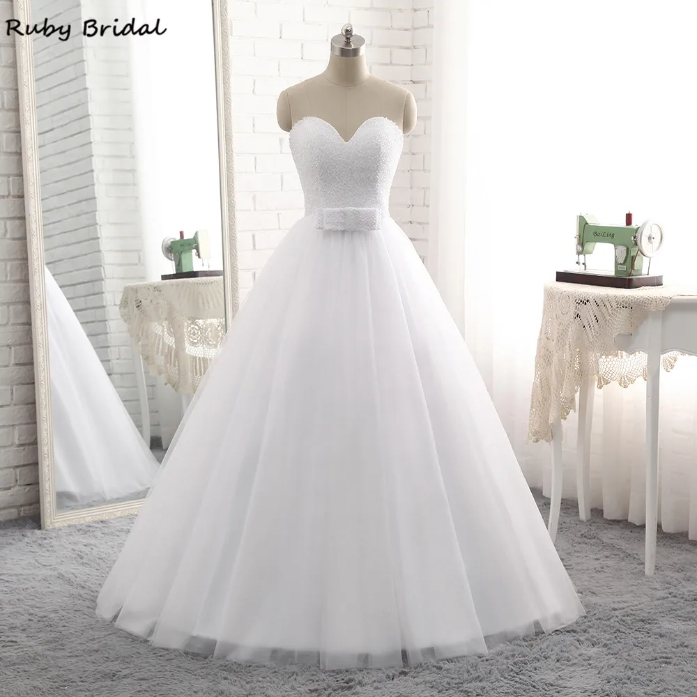 Платье свадебное длинное из тюля без бретелек с бусинами|bridal gown|wedding dresses cheapgown