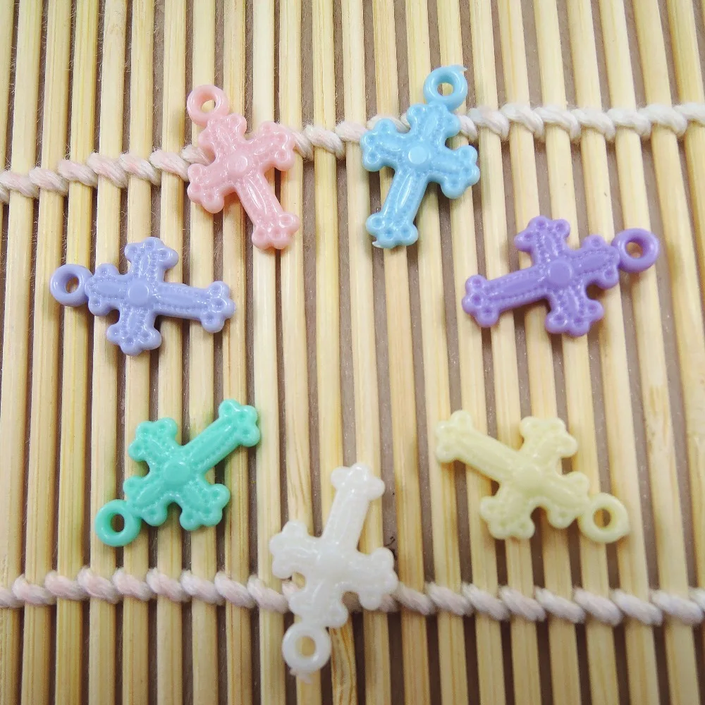 

Hot New Assorted Color Charm, Small Crosses Charms beads 21*14*3mm 300pcs Acrylic Beads Children DIY Jewelry Making Materials