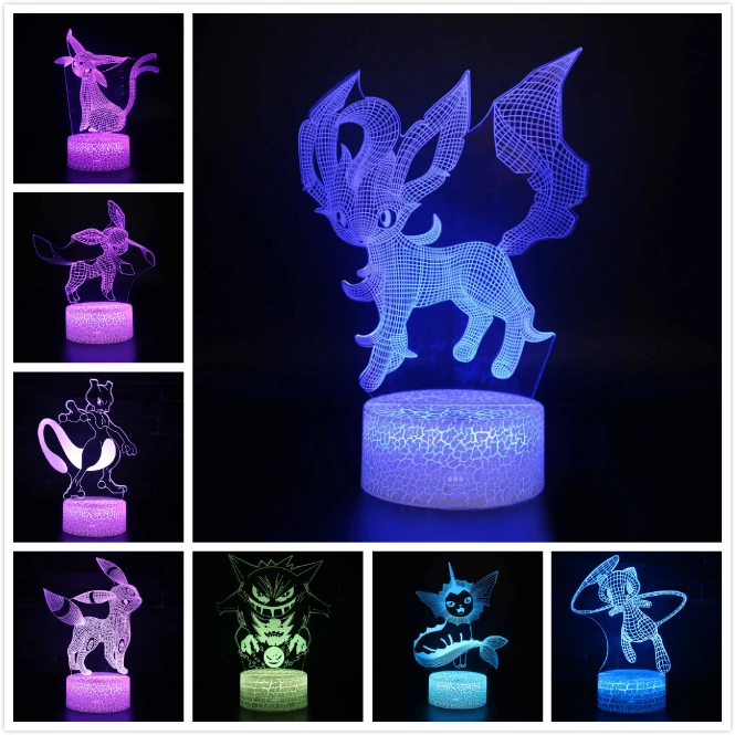 Pokemon Go Glacia Umbreon Lava Lamparas 3D светодиодный светильник 7 цветов Изменение RGB пульт дистанционного управления