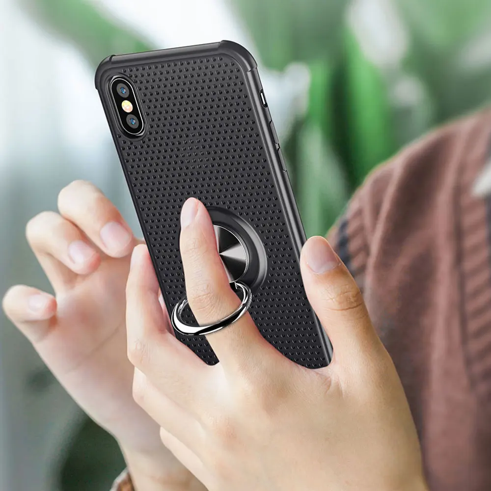 Противоударный чехол для iPhone 6 6s 7 8 полый дышащий Plus X XS XR Max кольцевой магнитный