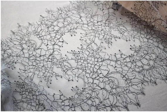 3 ярда черно-белая кружевная отделка Шантильи для модной двойной кружевной