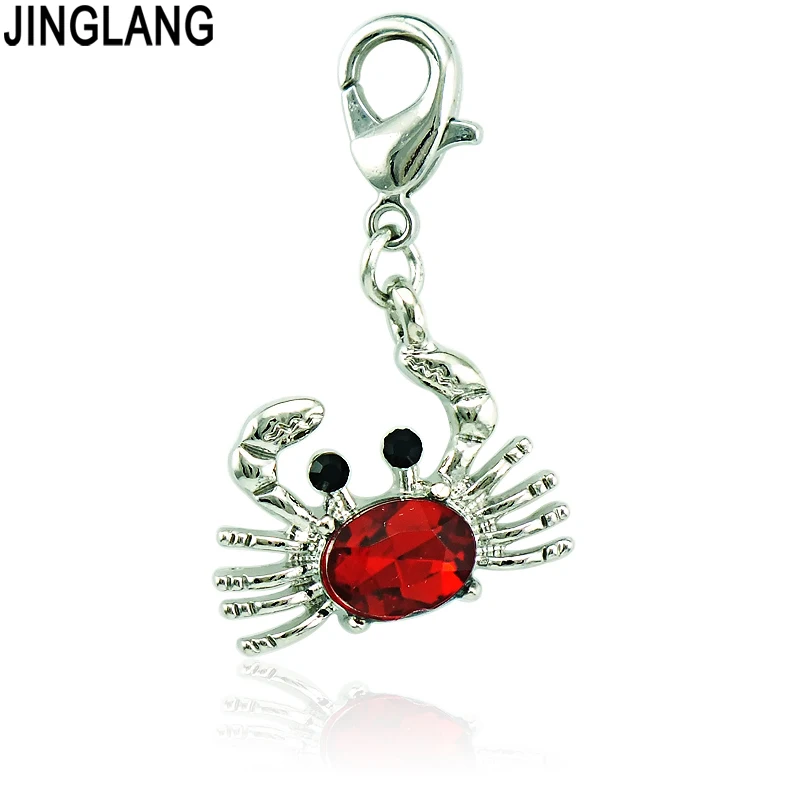 Модные подвески JINGLANG с застежкой-крабом посеребренные кристаллы в виде животных