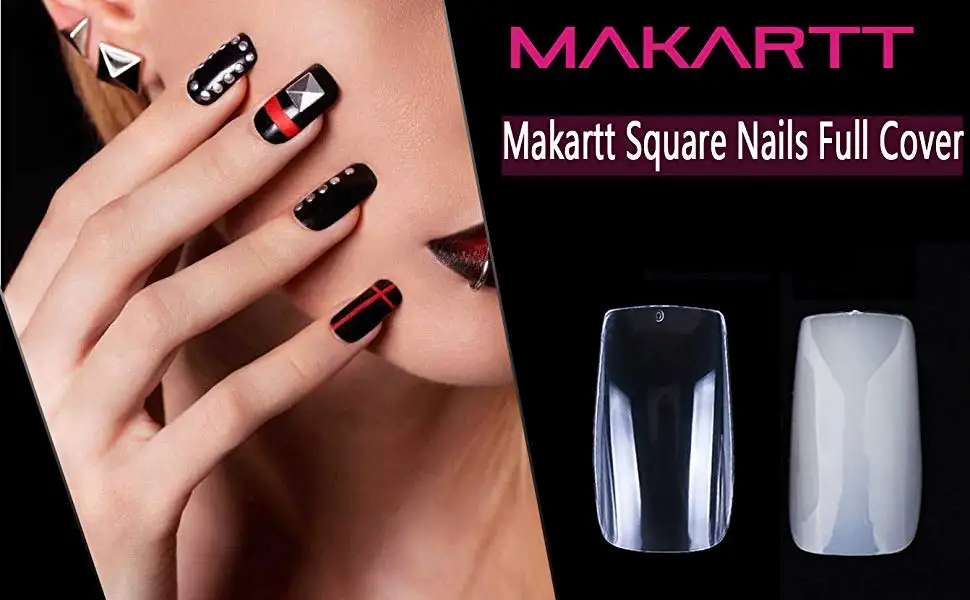 Makartt 500 шт квадратные накладные ногти, прозрачные полностью покрывающие ногти, акриловые накладные ногти для гель-лака для ногтей DIY, 10 размеров