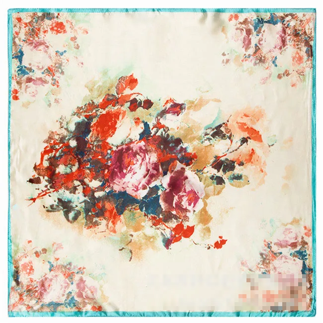 

New Arrival!60*60cm Euro Brand Style Women Silk Square Scarf Abstract digital flowers fashion Scarves high quality