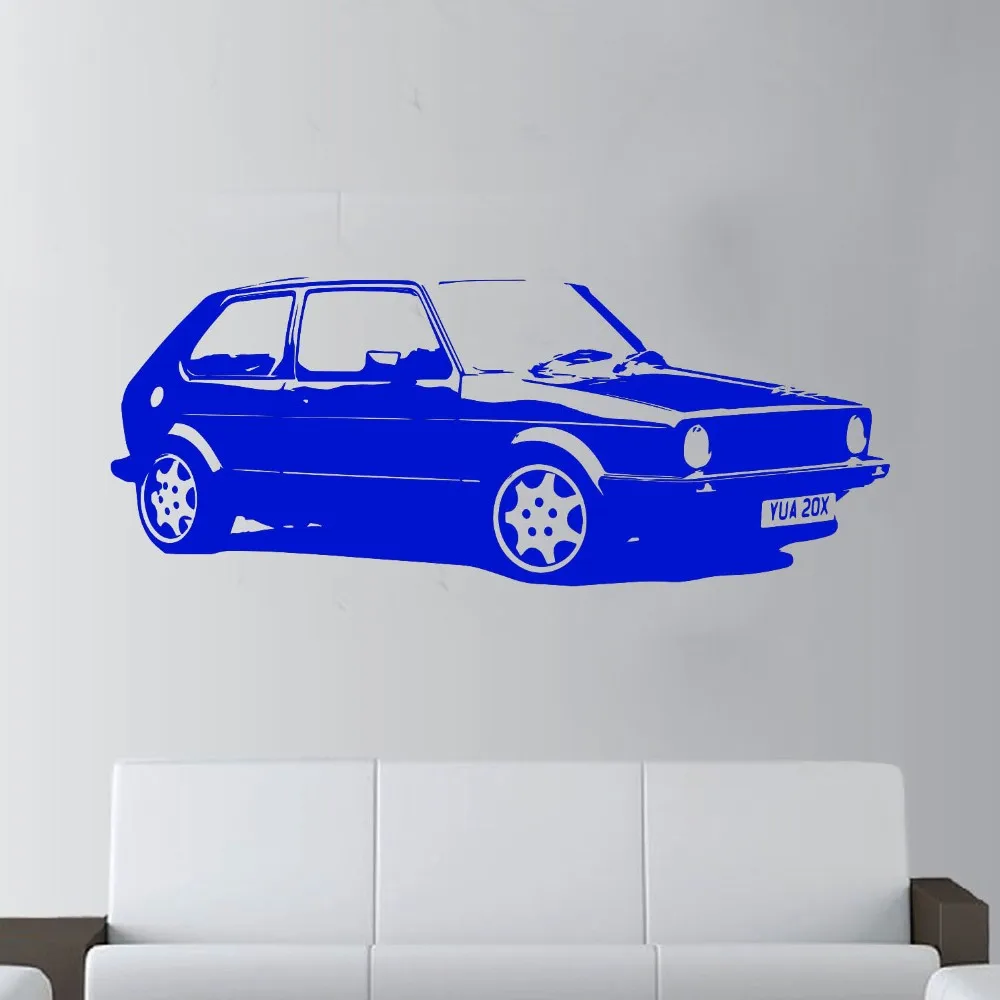 Специальный дизайн, винтажный большой автомобиль XL, VW Golf GTI Mk1, Классическая Наклейка на стену, украшение дома, художественная Фреска, наклейка для комнаты, W-907