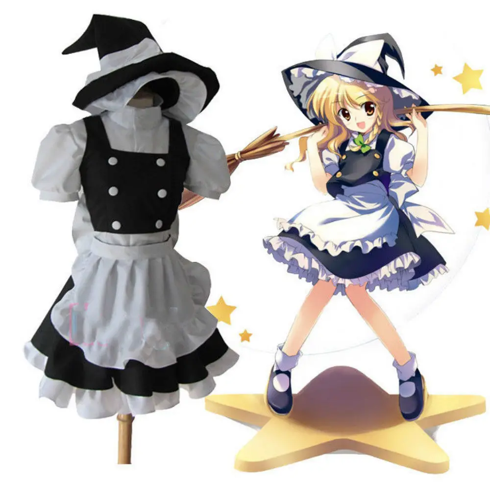 Костюм горничной TouHou Project Kirisame Marisa костюм для косплея полный комплект с шляпой
