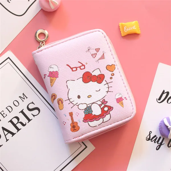 3short purse Мультяшный кожаный кошелек на молнии для девочек, кошелек для монет, медведь, кот, арбуз, фрукты, летняя женская модная сумка для денег, дамские смарт-кошельки для карт - Цвет: 3short purse