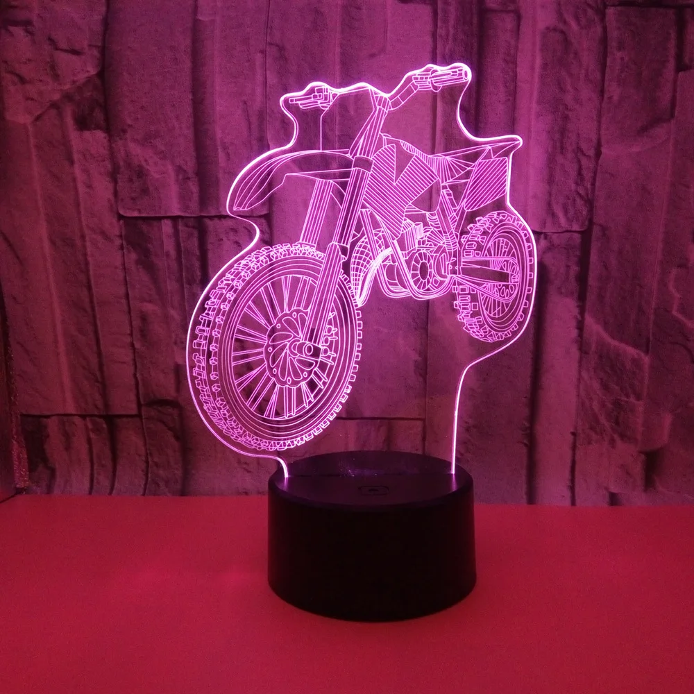 Мотоцикл 3d Ночной светильник сенсорный красочный визуальный светодиодный мини