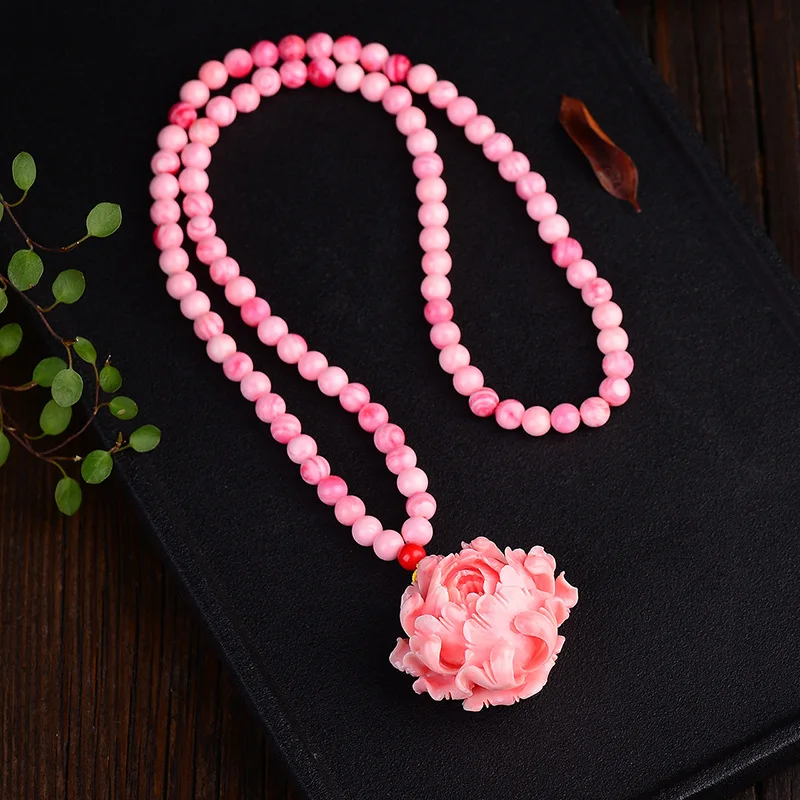 Ожерелье с подвеской в виде цветов розовое ожерелье из натурального жемчуга для