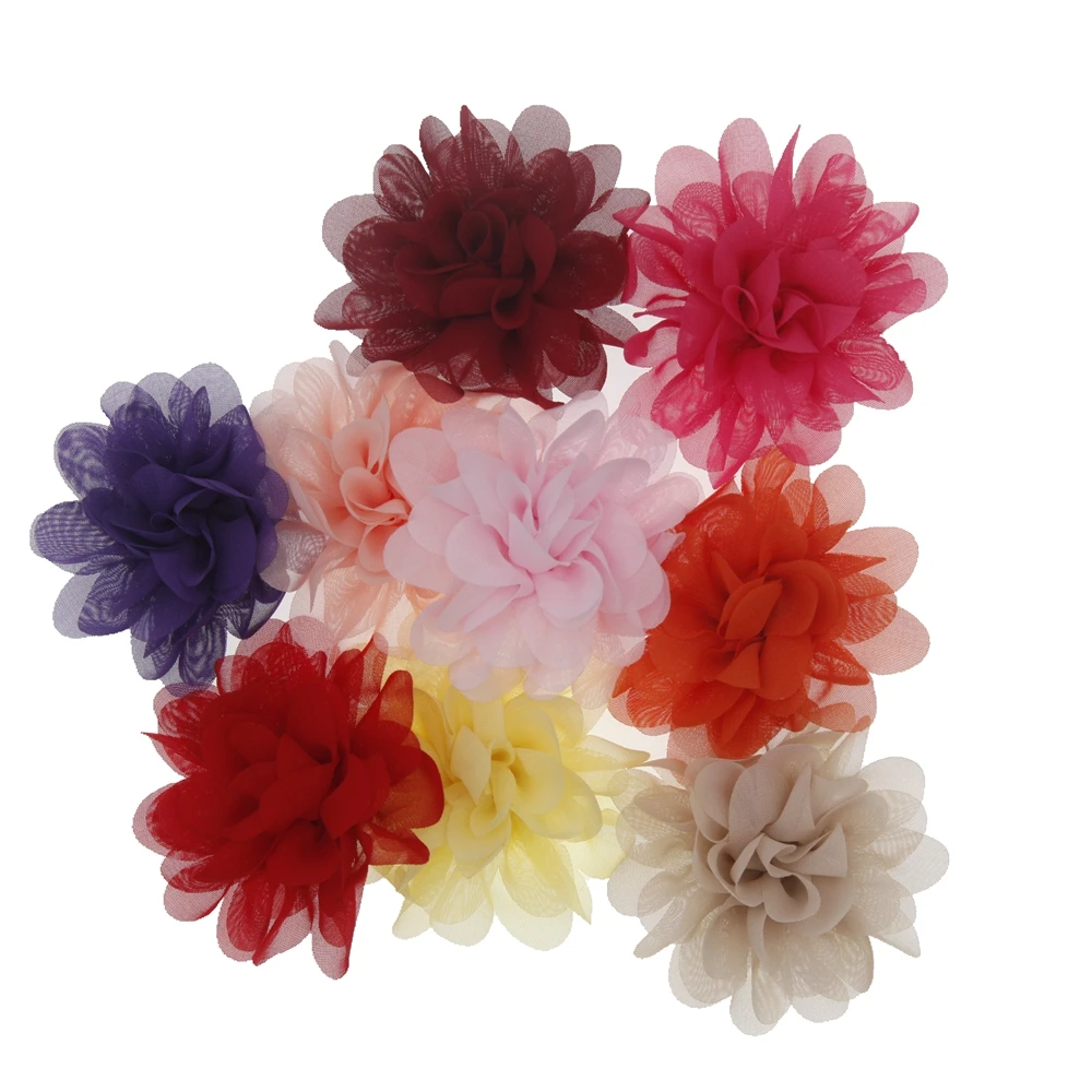 

20 шт., лидер продаж 2019 года, бутик шифоновых цветов 3 дюйма, Детские аксессуары для волос «сделай сам», цветочные повязки на голову для девочек, модные зажимы для волос без