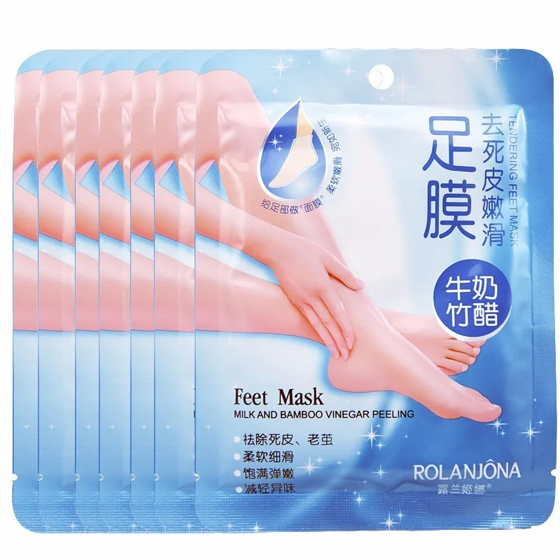 

Rolanjona Foot Exfoliating Mask 7 pairs Milk Bamboo Vinegar Foot Peel Mask Foot Care Products Skin Care Mask