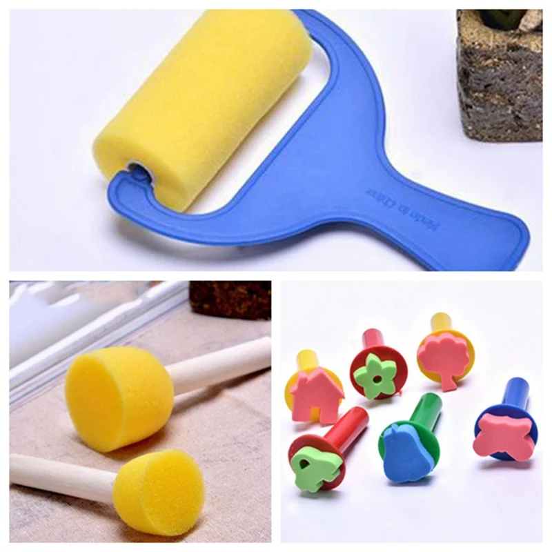 39 шт./компл. Губка кисти Забавный рисунок Детские игрушки Diy пены картины кисти принадлежности для рисования набор поделок