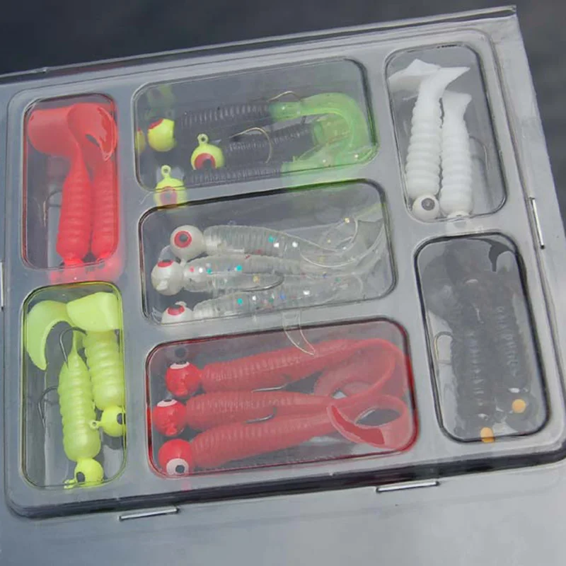 17 шт./компл. Мини Мягкая рыболовная приманка джиг головной крючок Grub червячный