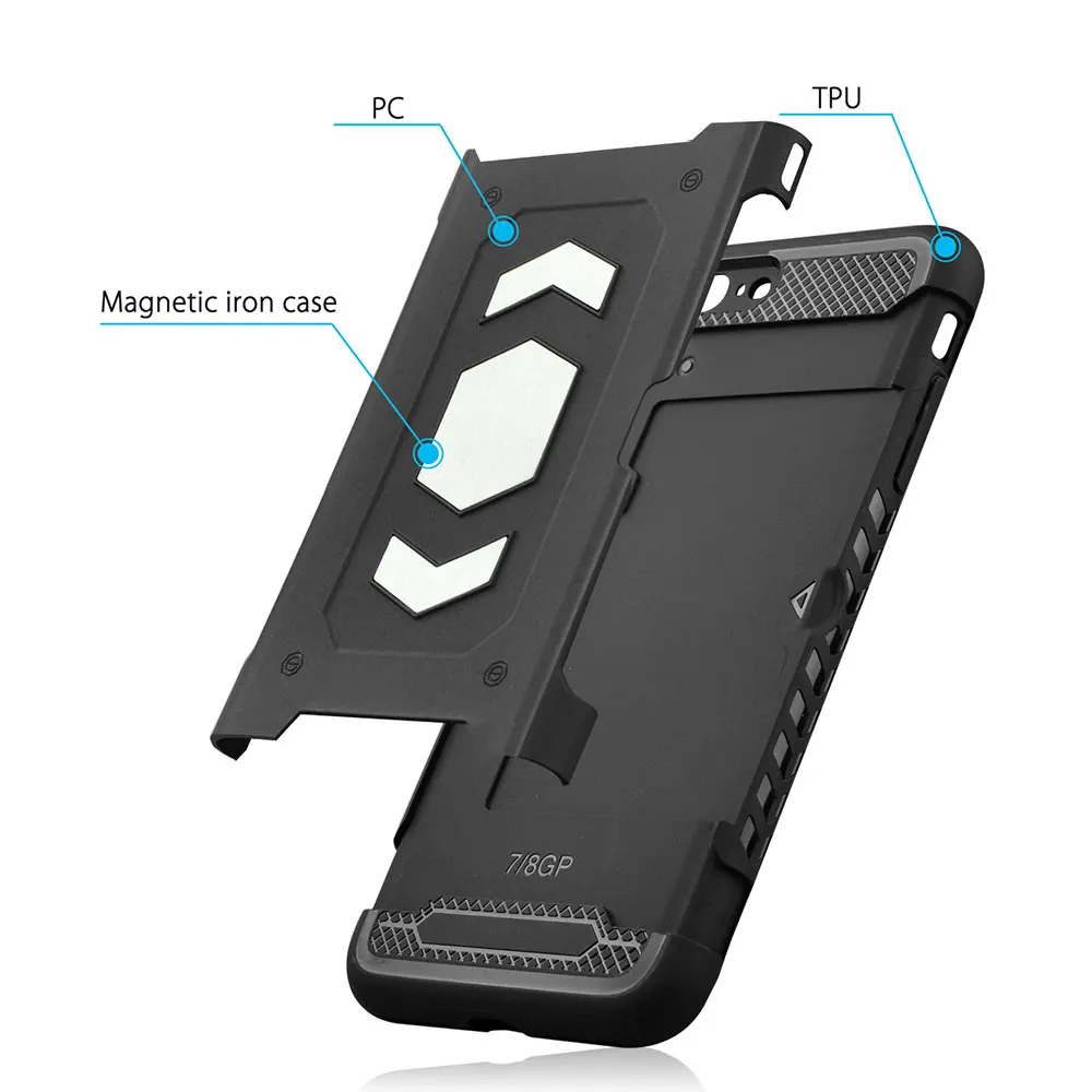 KISSCASE Armor Shockproof Phone Case For iPhone 7 8 6 6s Magnetic Holder Card X XS Plus Cover |