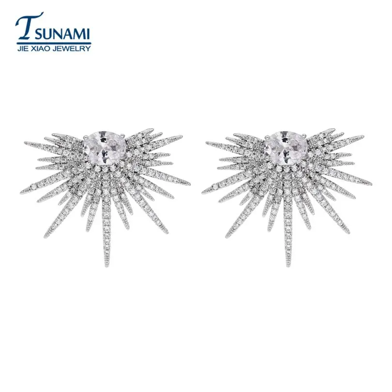 platinum plating Высокое качество, роскошный миниатюрный набор сережек из циркона, свадебный подарок для свадебной вечеринки, ER-090 - Окраска металла: platinum plating