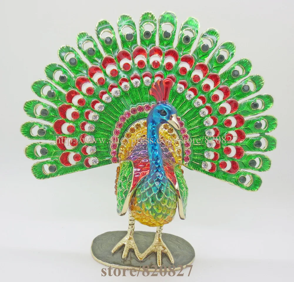 Большая безделушка павлина с птицей ювелирные изделия кристаллами шкатулка
