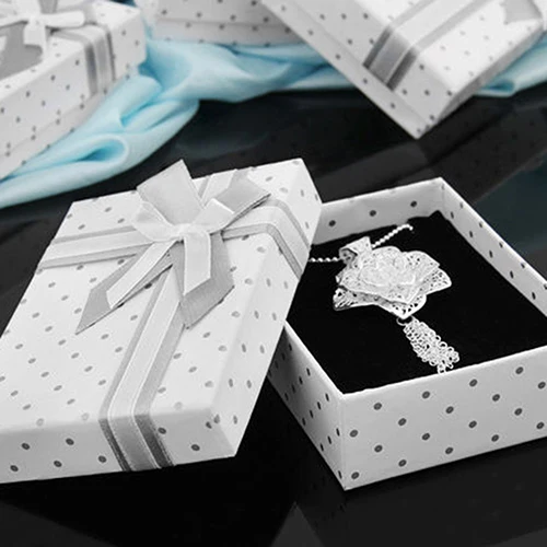 5 шт. бумажные подарочные коробки в горошек кольцо ожерелье серьги браслет