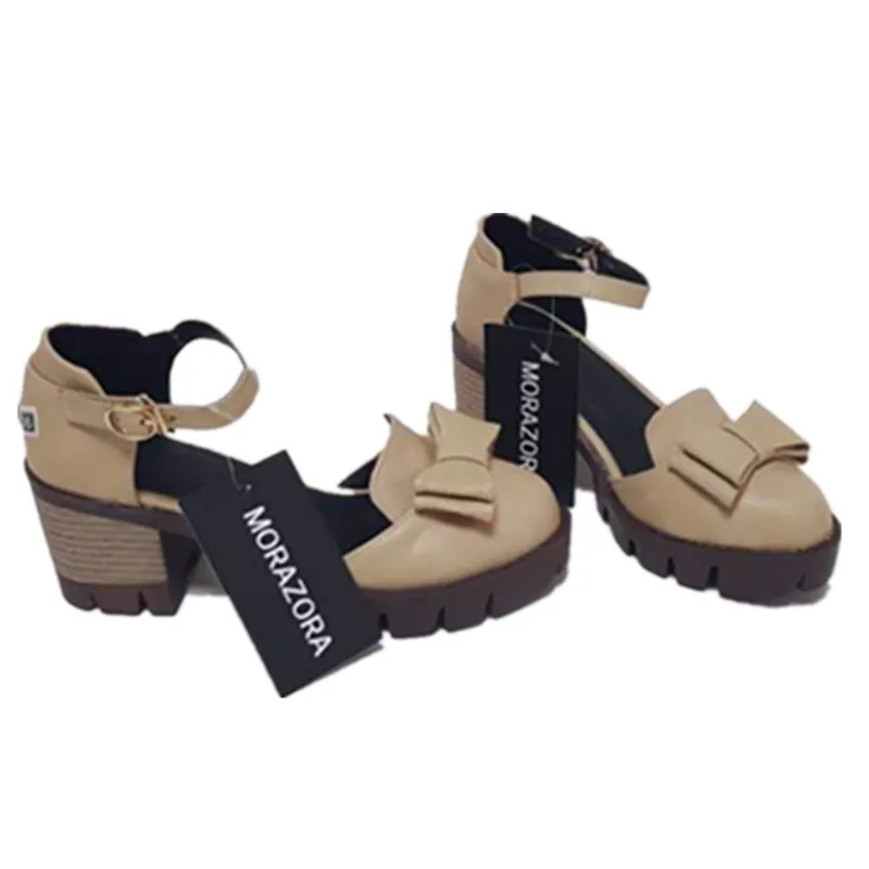 

MORAZORA Women Sandals Plus Size 34-43 Narrow Band Ankle-Wrap Buckle Strap Cover Heel Square Heel Summer Woman Fashion Shoes