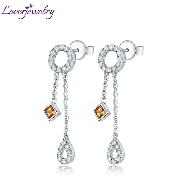 LOVERJEWELRY женские серьги с желтым сапфиром очаровательные бриллианты обручальные