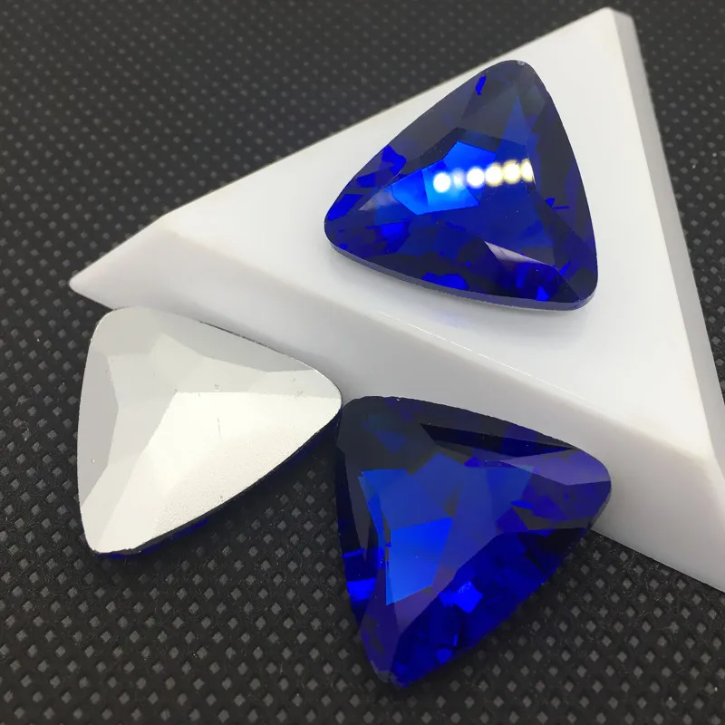 Cobalt All Sizes Colors Pointback Triangle Glass Crystal Fancy Stone 8mm,10mm,12mm,18mm,23mm Bling Crystal AB,red, For Jewelry Making - Цвет: Cobalt