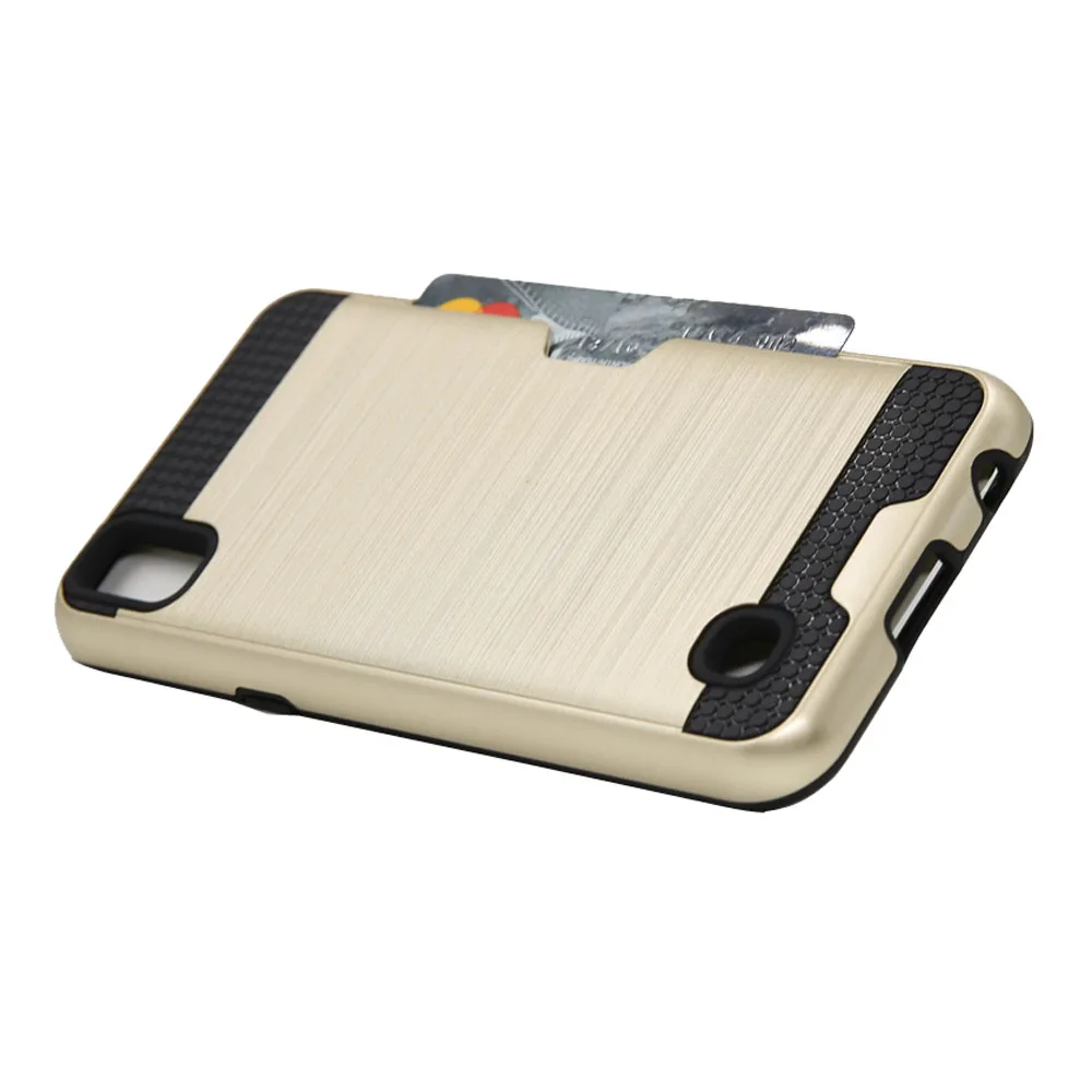 Hybrid Armor Case Hard Aluminum Plated Slot Card Holder Shockproof Silicone PC Phone Cover For LG X Power K210 K220 K220ds@ |