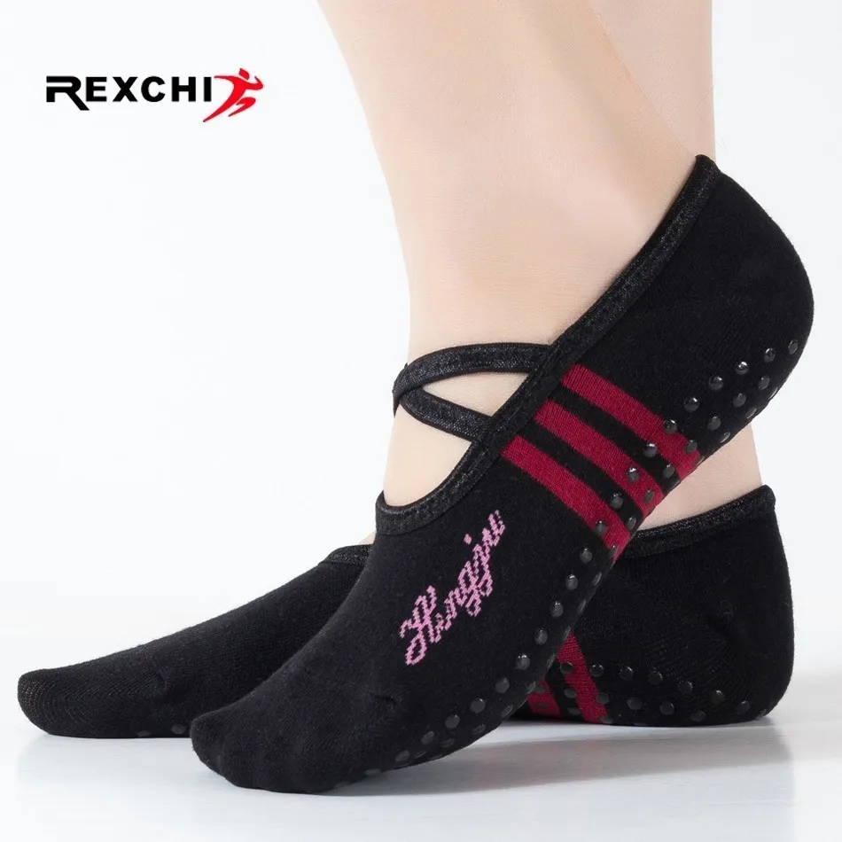 REXCHI 1 пара спортивных носков для йоги, тапочки для женщин, противоскользящие женские демпфирующие бандажные Носки для пилатеса, балетная пятка, защитная накладка для танцев
