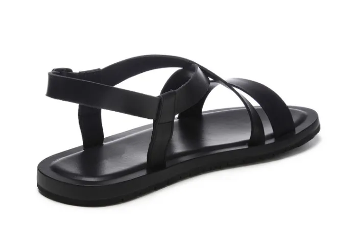 Мужские летние кожаные сандалии дышащие с открытым носком пляжная обувь