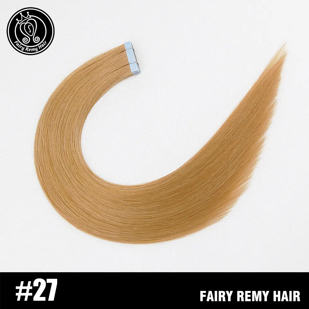 #27 Сказочные волосы remy, 2,0 г/шт., 20 дюймов, натуральные человеческие волосы Remy на ленте для наращивания, бесшовные прямые волосы из искусственной кожи - Цвет: #27