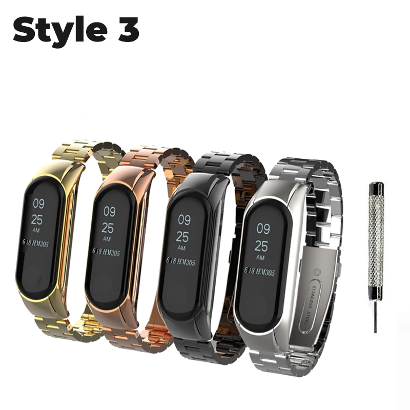 Браслет для Xiaomi Mi Band 3 Безвинтовой ремешок кожаный из Миланского металла браслет